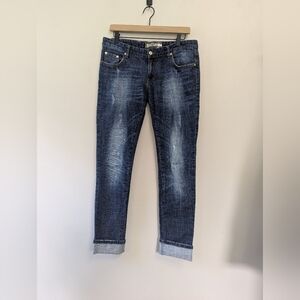 John Galliano Dark Wash Faded Skinny Jeans Low Rise